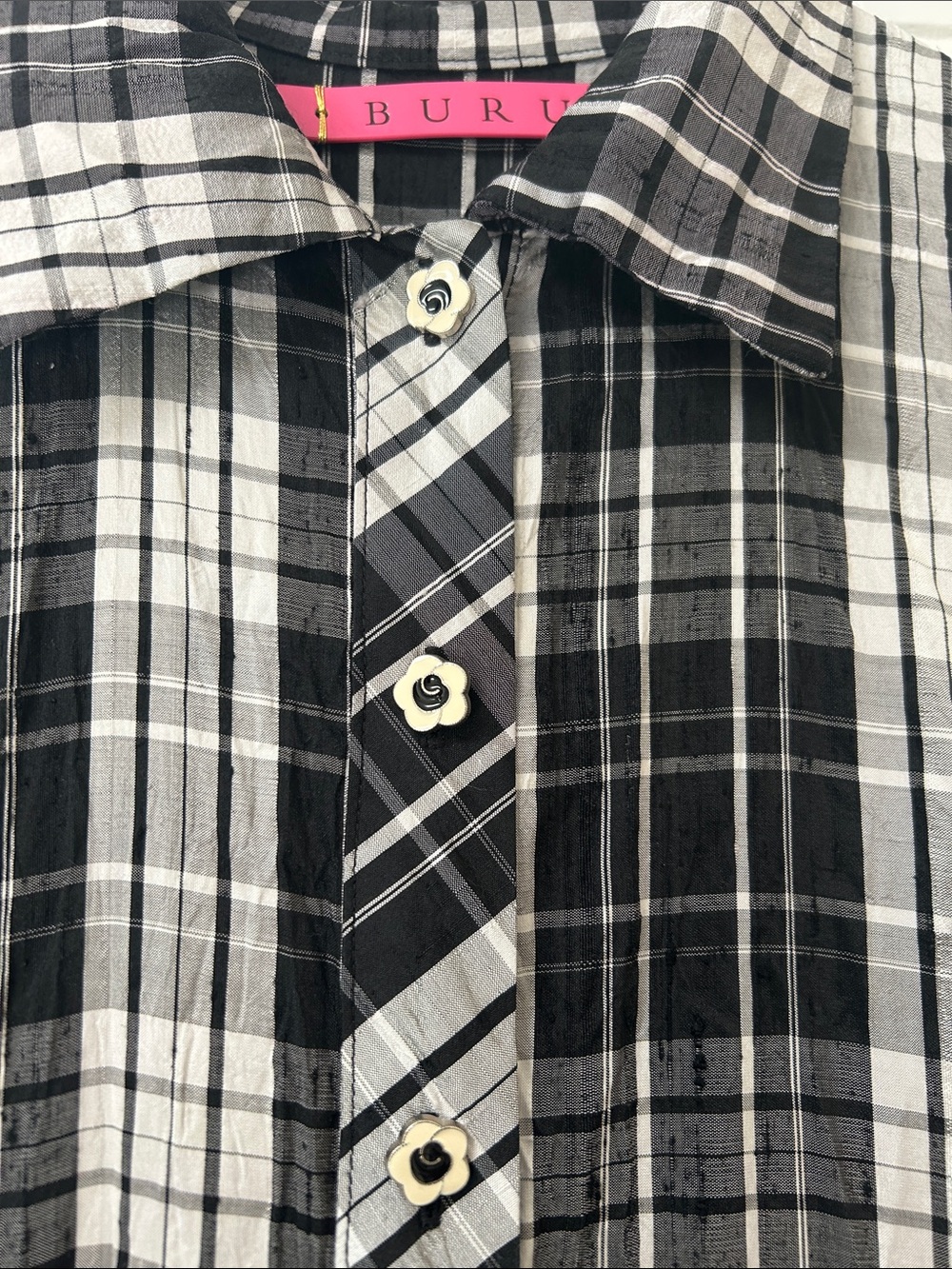 Buru Sz M Black and White Plaid Dress - Picture 4 of 8